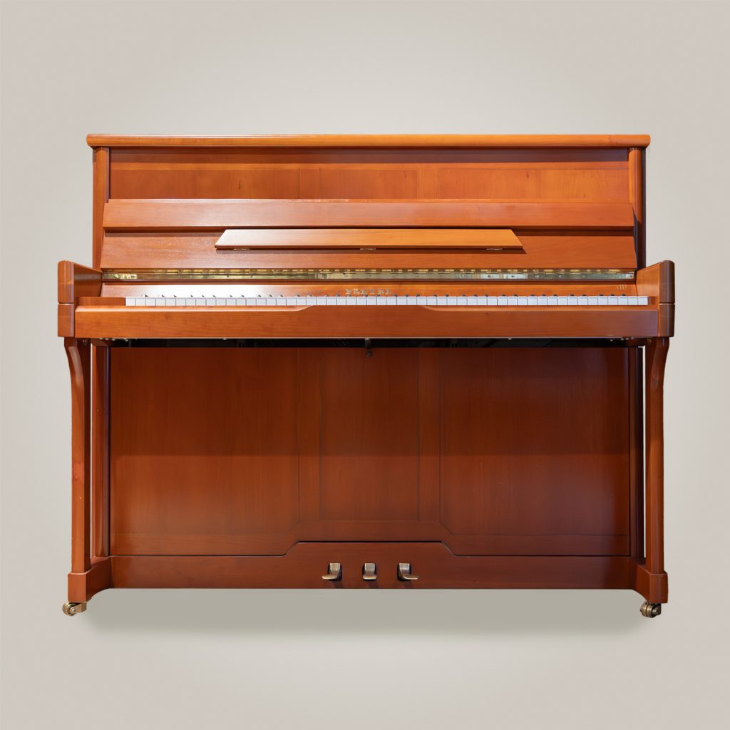 Pleyel P118 merisier satiné marqueté – vue de face – piano français manufacture d’Alès