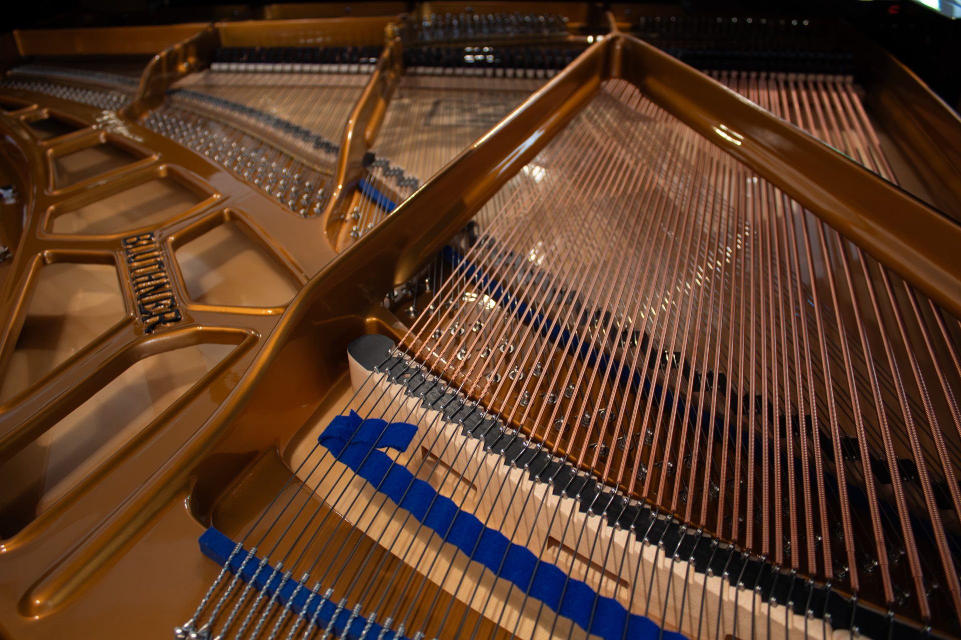 Bluthner-model10-cordes piano bluthner model 10 vue intérieure complète du cadre et des cordes