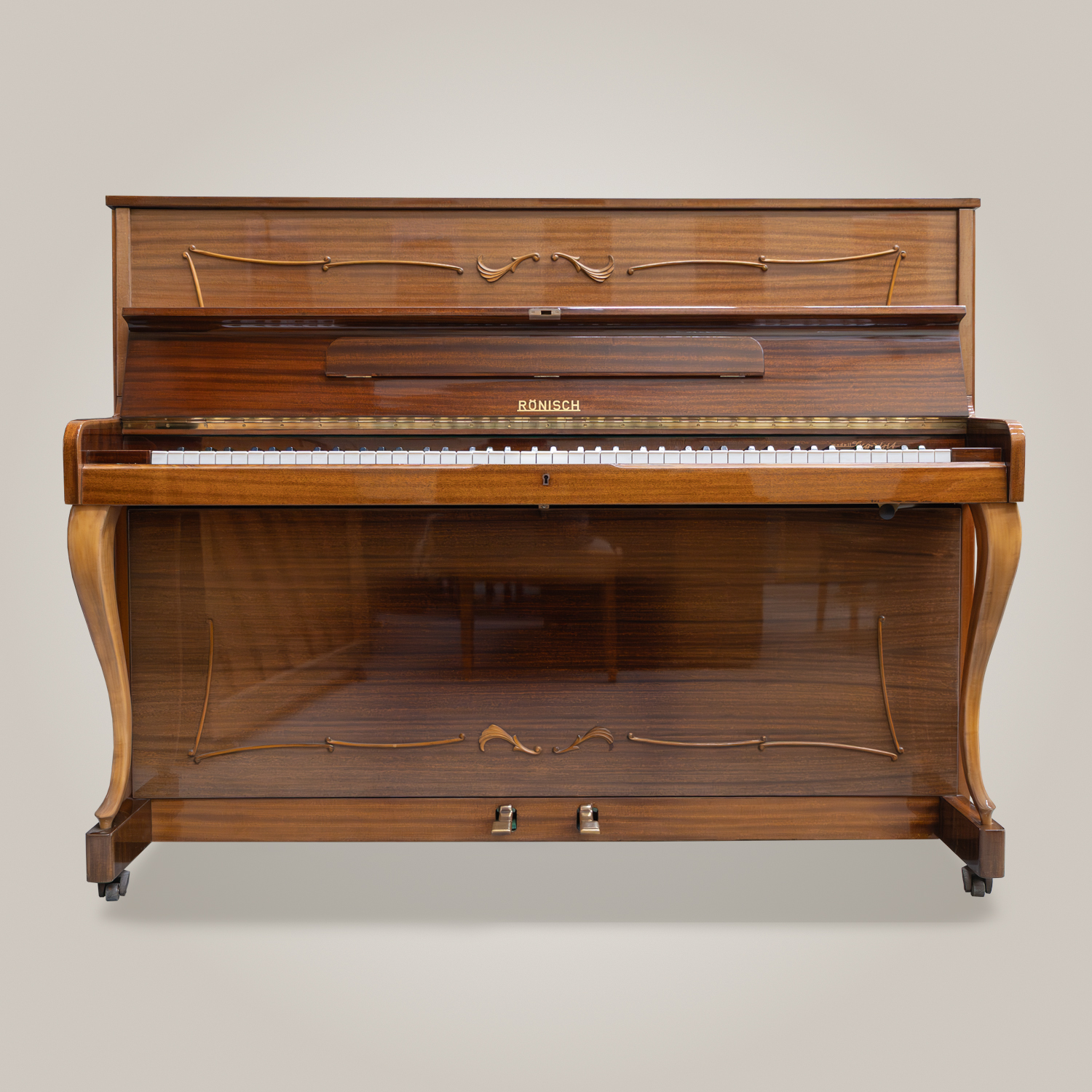 Rönisch Exquisit 112 Chippendale acajou brillant – piano allemand d’occasion